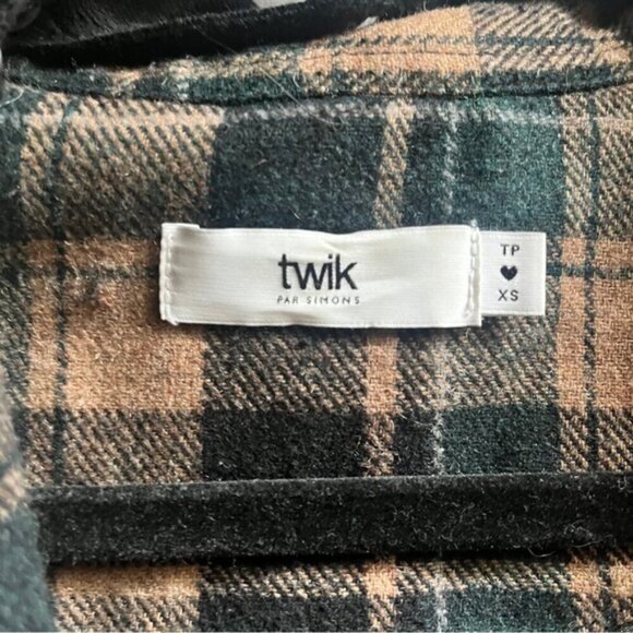 Twik Par Simons plaid hooded snap button shacket Sz XS - Picture 6 of 11